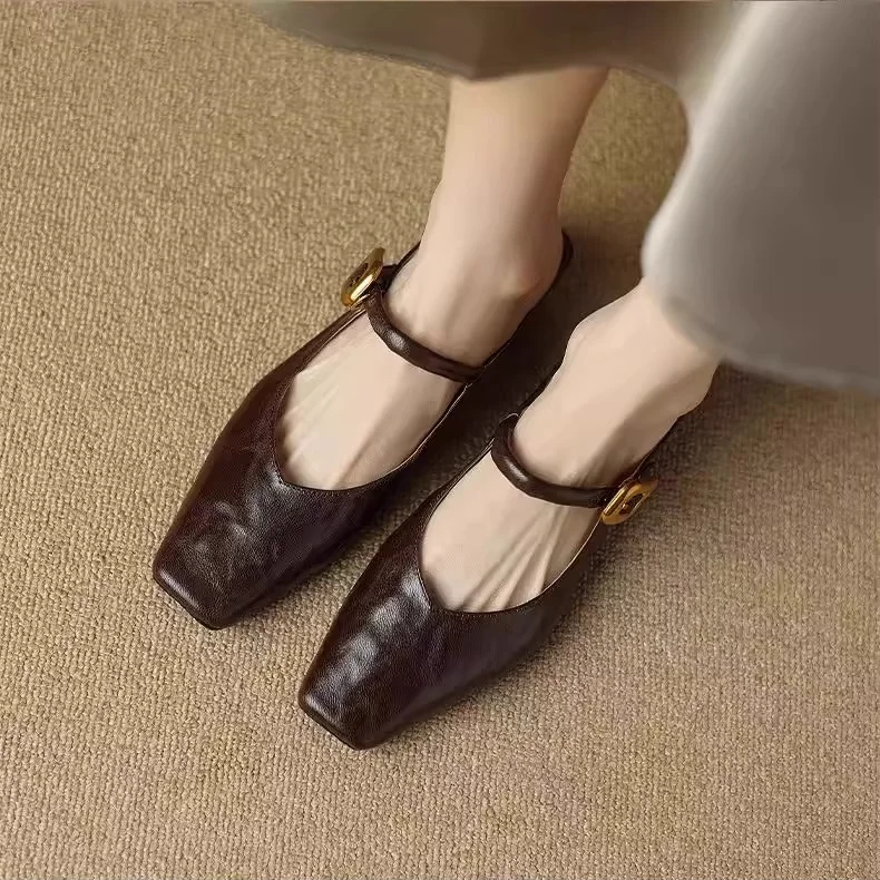 

Женские полутапочки на массивном каблуке в стиле ретро с квадратным носком, весенне-летняя уличная модная обувь без шнуровки на низком каблуке