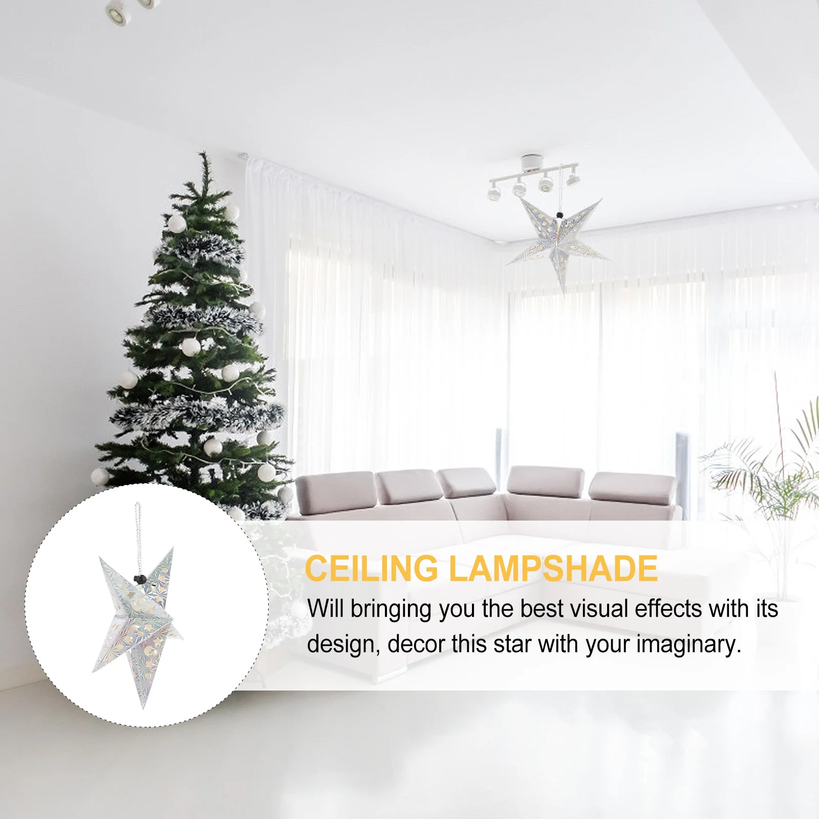 

4Pcs Christmas Pentagram Lantern 3D Lampshade Suitable for Ceiling Hanging Garland Decoration