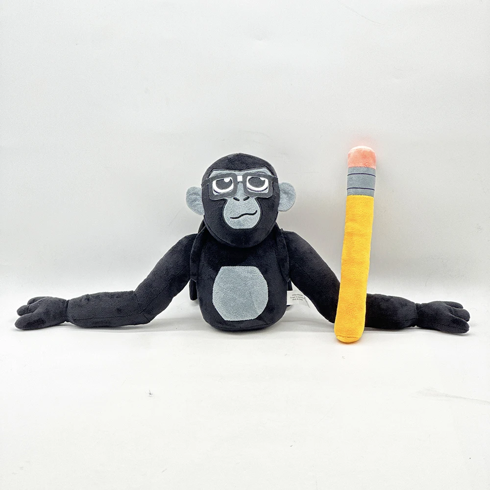 Endorsed Bag for School Gorilla with Black Frame Glasses and Pencil Plush Doll Cute Creative Design