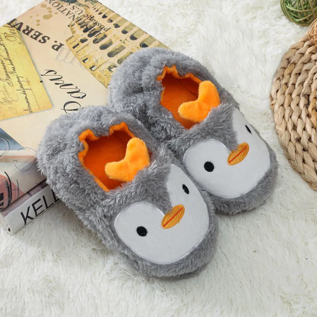 Baby Girls Cotton Slippers Autumn Winter Children Cute Soft Plush Cartoon Animal Slippers Boys Home Shoes Non-slip Warm Slipper