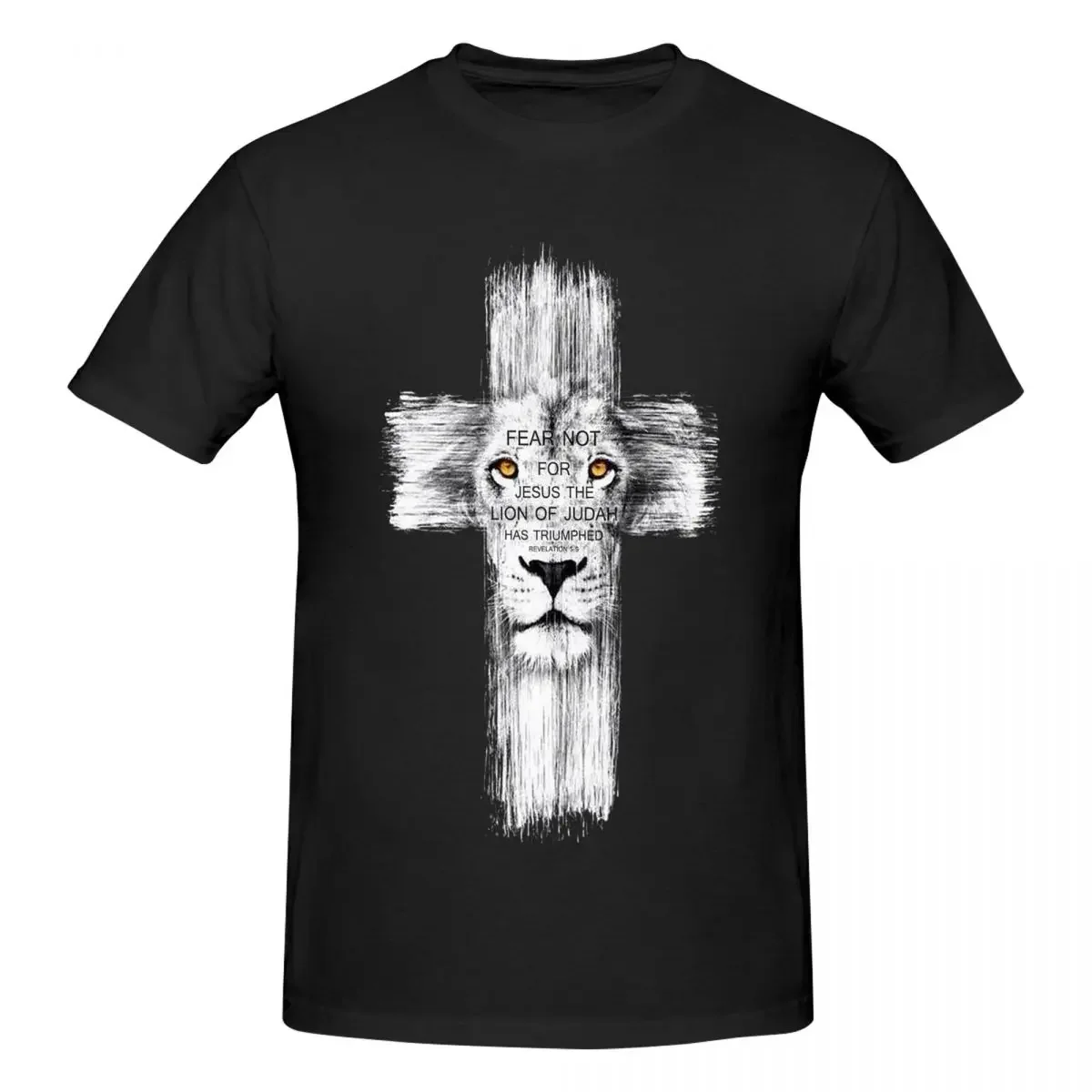 Summer harajuku custom heavyweight Lion Of Judah  Men Cross Mans Tops Men Sale Cotton Top Tee Casual O-neck Short Sleeve