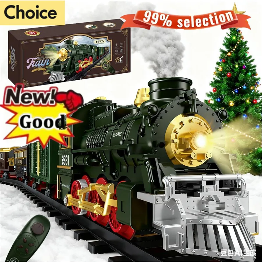 

Electric Train Track Toy Car Christmas Gifts Classic Railway Locomotive Trucks Model Toys with Lights Music for Boys Girls kids
