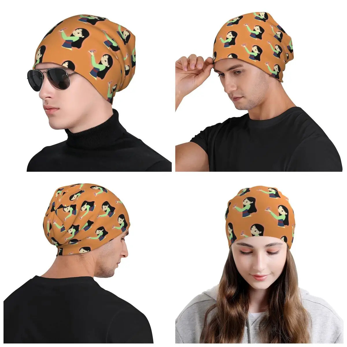مخصص الأميرة مولان بونيه قبعة قبعات متماسكة الرجال النساء أزياء للجنسين شتاء دافئ Skullies Beanies قبعات