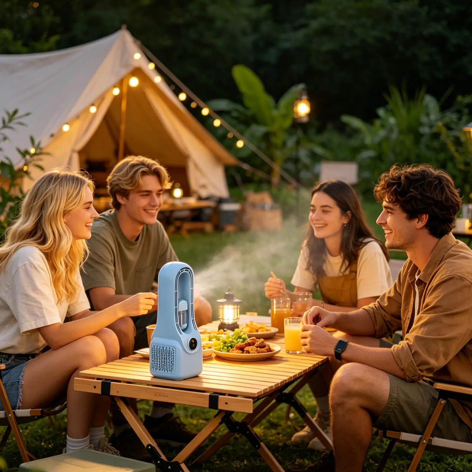 Humidifier Fan 6-Speed Bladeless Ventilator And Humidifier Type-C Charging 1500mAh Quiet Personal Misting Fan For Office Home