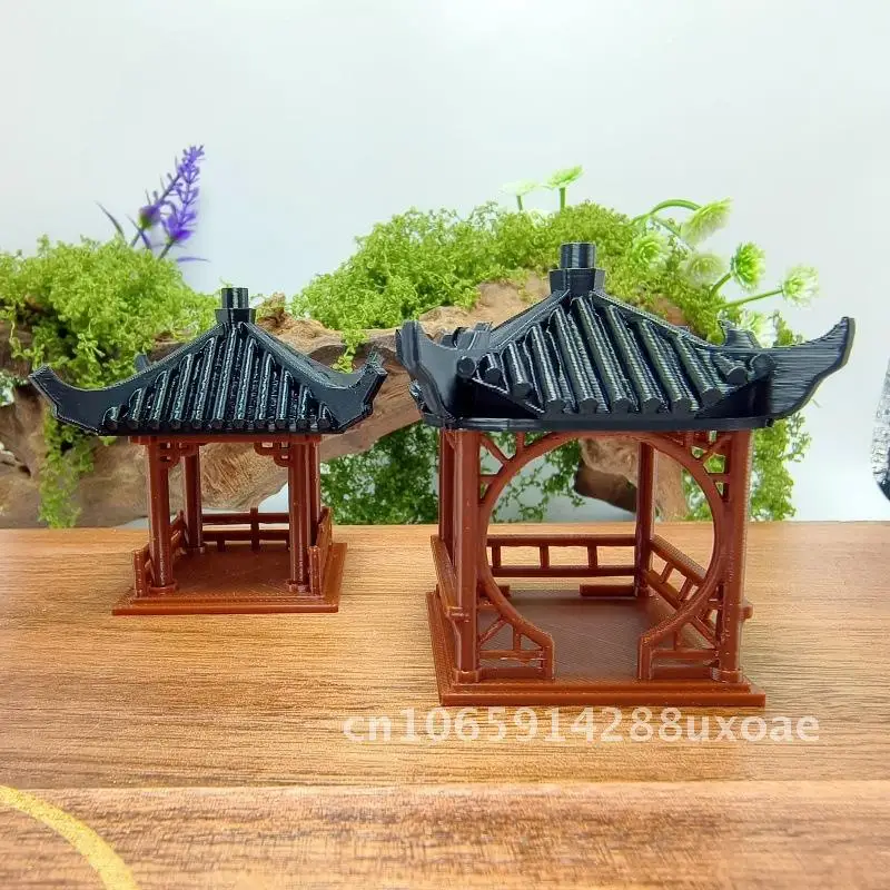 

Ancient Chinese Architecture Micro-Landscape Bonsai Aquarium Ornament Plastic Amphibious Tank Water-Absorbing Stone Pavilion