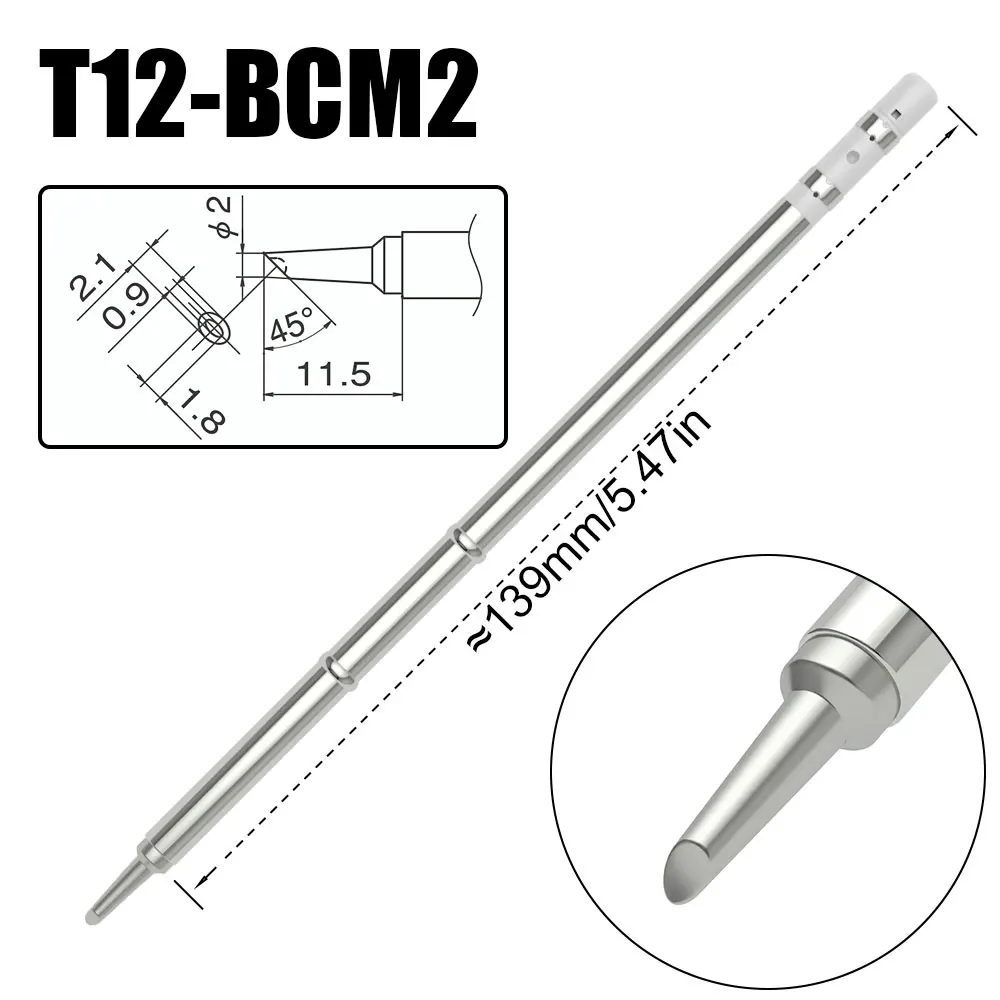 Original T12-BCM2 Soldering Station Tips BCM3 Replacement for Fx951 T12 Soldering Iron BK969D Bevel with Indent Welding Tools