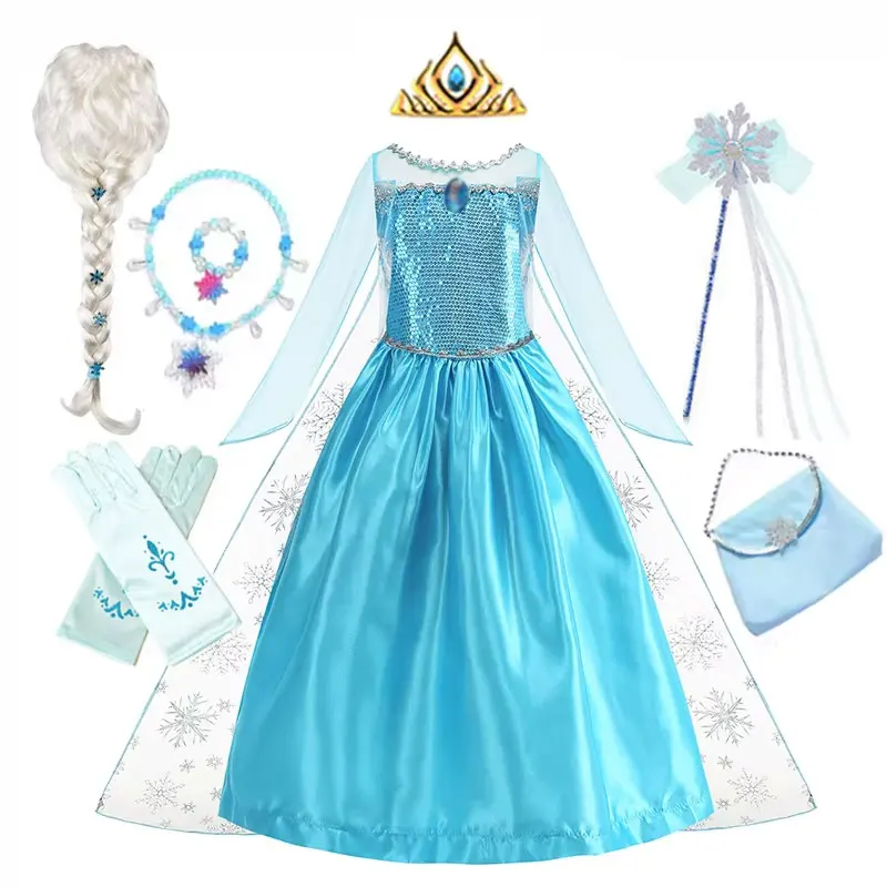 Elsa Prinzessinnenkleid für Mädchen Karneval Geburtstagsparty Halloween Ballkleid Kinderkleidung Kinder Cosplay Schneekönigin Kostüme