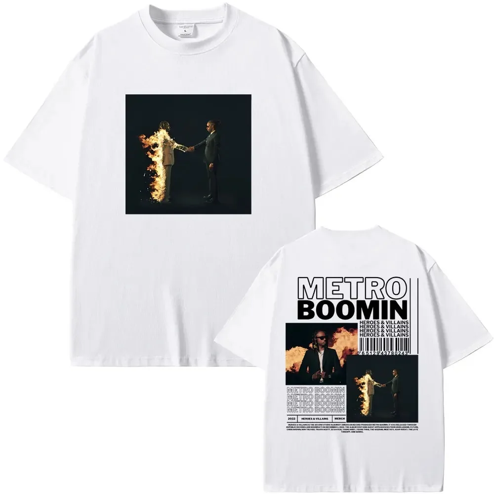 Rapper Metro Boomin Heroes & Villains Music Album Graphics Tshirt Men Hip Hop Oversized T-shirts Male Vintage Black Streetwear