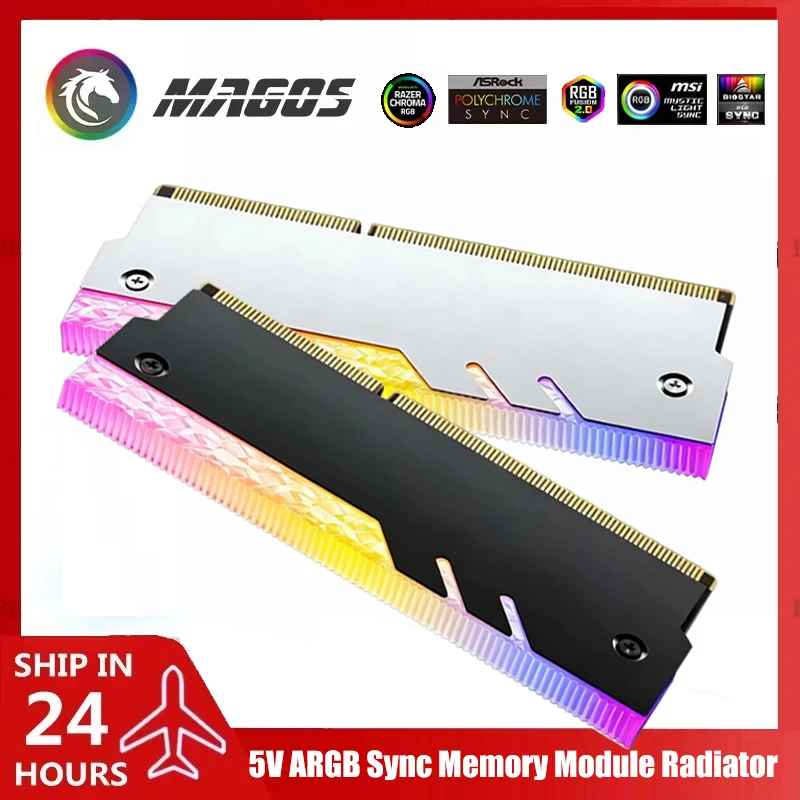 Desktop Computer Memory Heatsink 5V ARGB, Diamond Edge New Desgin,Wide and Narrow Universal RAM Armor Aluminum Vest for DDR3/4/5