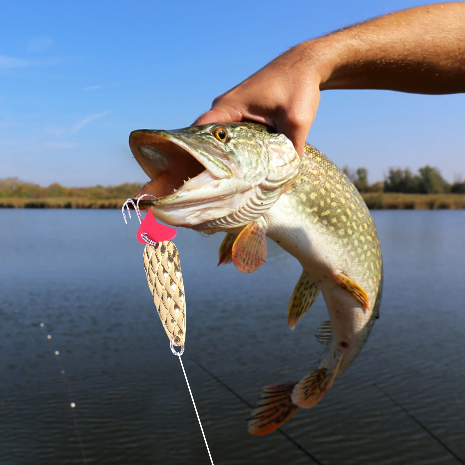 Metal Spoons Fishing Lures 9g Hard Sequin Baits for Trout Panfish Bass Pike (B) view 3