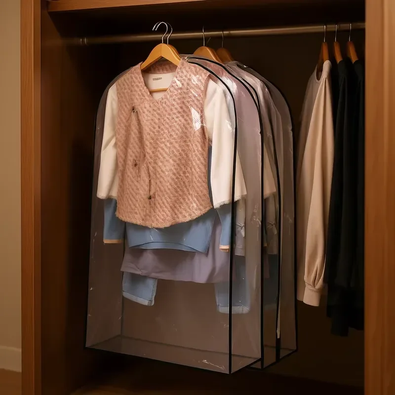 5 Pack Clear Transparent Hanging Garment Bags (Sizes S/L) Dustproof & Waterproof Storage Covers for Suits Sweats Other