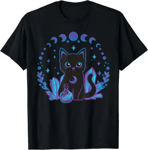 

Cute Witchy Black Cat Crystal Alchemy Kawaii Pastel Goth T-Shirt