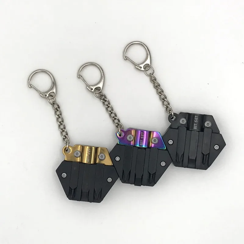 Keychain Screwdriver Multifunctional Hexagon Coin Outdoor EDC Tool Hexagon Folding Coin Knife Pocket Fold Mini coltello Gear Pee