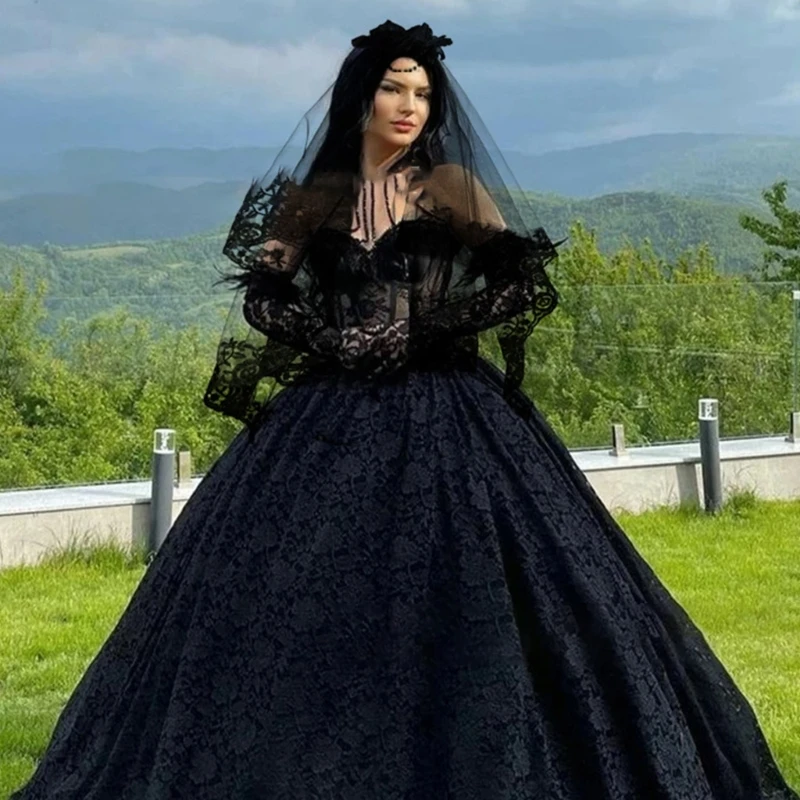 Wedding Bridal Black Tulle Veils with Comb Festival Halloween Party Cosplay Costume Accessories Veils for Women 80cm image 2
