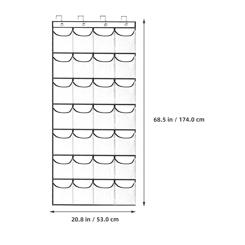 

1 set 28 Grids Over The Door Storage Organizer Bag Transparent Mesh Hanging Closet Organizer for Home Office Multi-function Wall