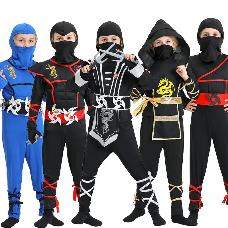 Anime Boy Kids Ninja Costume Halloween Party Carnival Costumes Child Dragon Ninja Suit Purim Birthday Fancy Dress Clothes