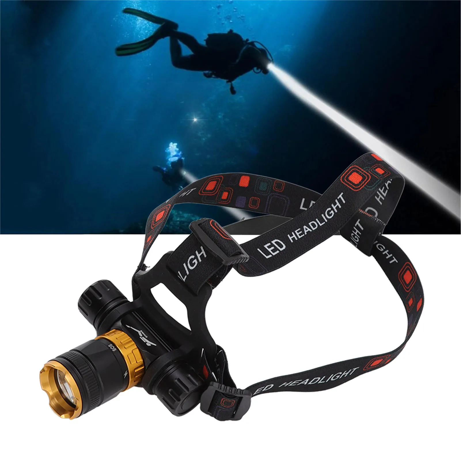 Diving Flashlight 5000LM 5 Light Modes Fill Light 100 Meters Diving IPX8 Waterproof Dive Torch for Underwater Photography