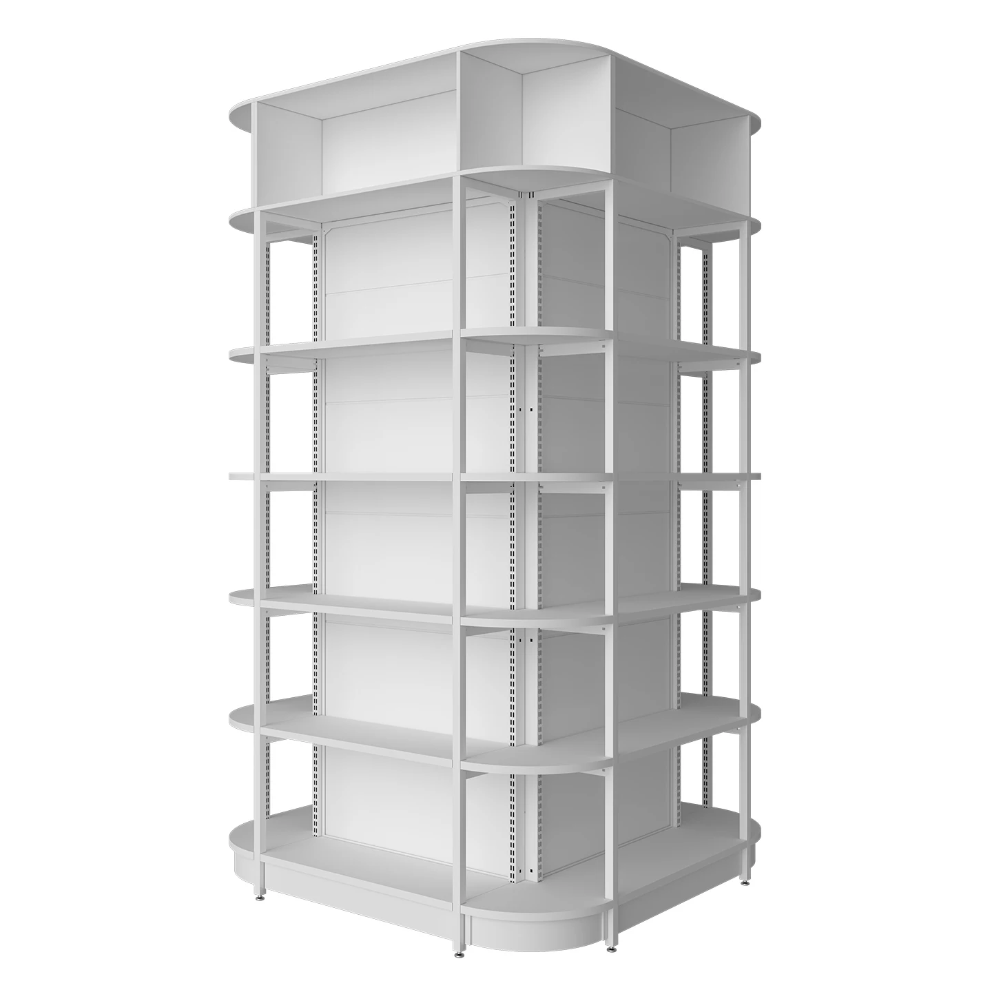 

All-steel composite bag column shelf, supermarket convenience store, middle multi-layer surrounding column shelf, four-way three
