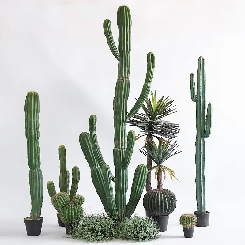 Cactus Artificial Gigante Marroquí de 160-306 cm, Planta de Cactus Artificial de PE con Base de Hierro para Decoración de Hoteles, Oficinas y Centros Comerciales