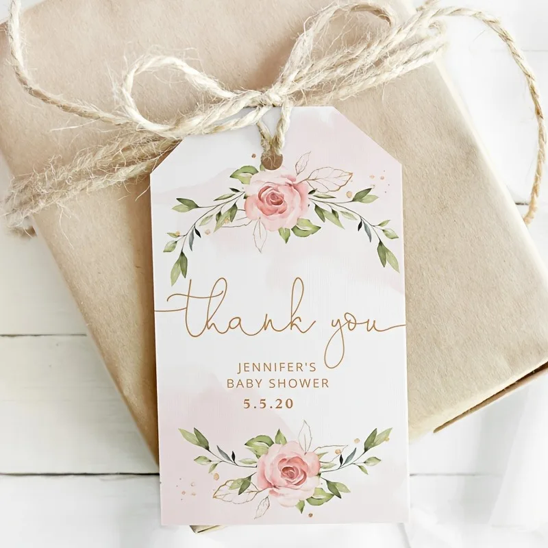 

Custom Wedding Hang Tags 500Pcs (3x5cm) - Custom Text, Floral, Wedding Favor Gift Tags (No String)