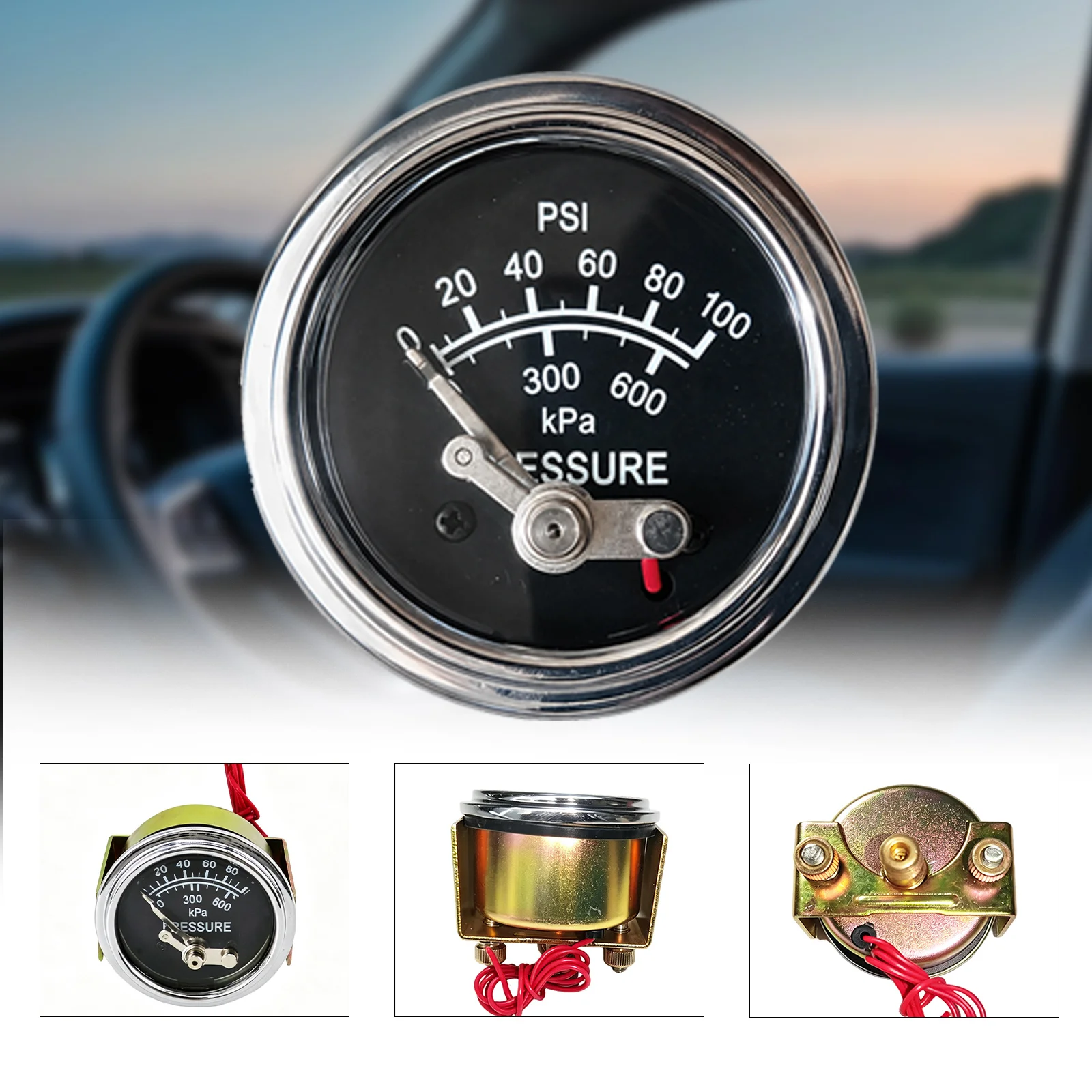 A20PE-10 Chrome Plated Oil Pressure Gauge 0-100 Psi Engine Monitoring Universal Car Accessory