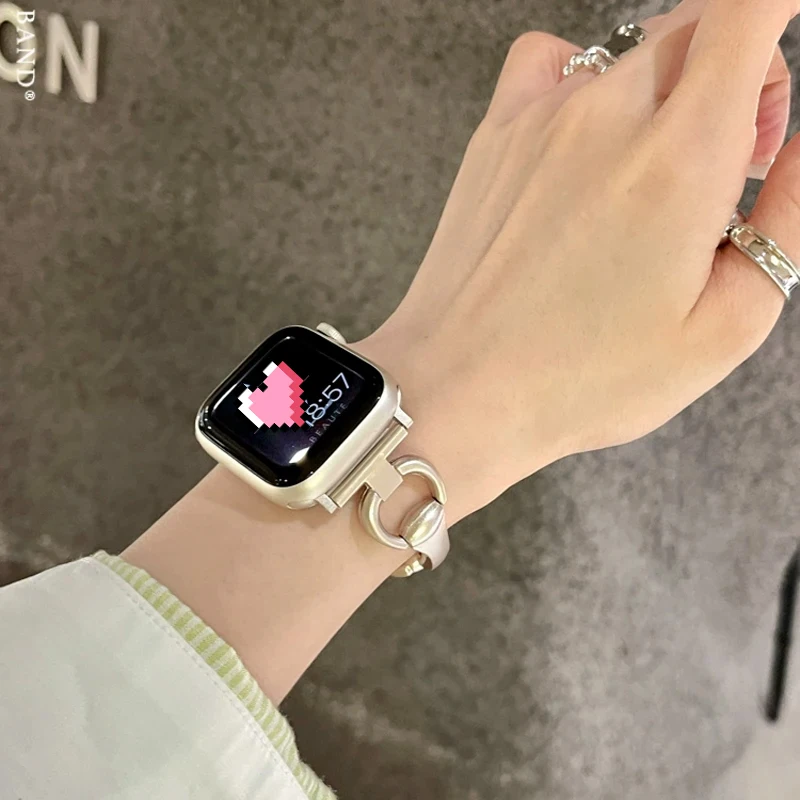 Cinturino in metallo Y2k per cinturino Apple Watch 49mm 41mm 45mm 38mm 42mm 44mm 40mm cinturino da donna sottile per iWatch Ultra 8 7 SE 6 5 4