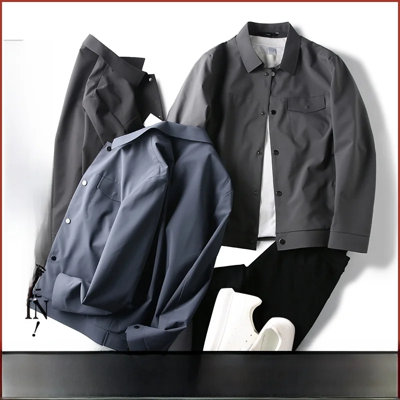 

Four-Digit Level! Lightweight Busin Class! Spring Autumn New Men's High-End Collar Jaet Coat Stand Fit Long Sve