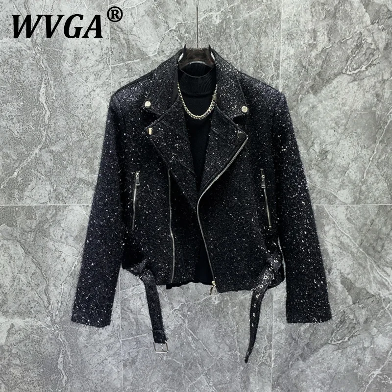 

WVGA Short Jackets Autumn Winter New Man Tide High Street Glossy Trendy Design Zipper Niche Stylish Casual Coats Ins Y2K W11131