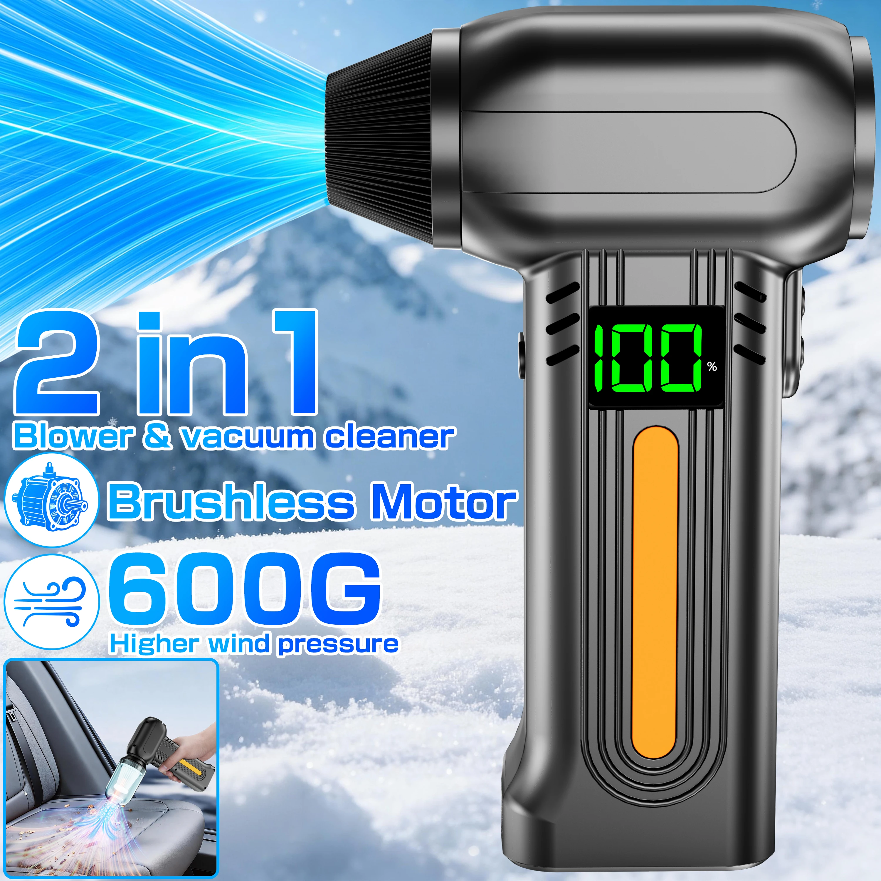 

Регулируемый турбовентилятор с 5 передачами, электрическая воздушная тряпка, портативный струйный вентилятор, 90000 об/мин, автомобильные аксессуары