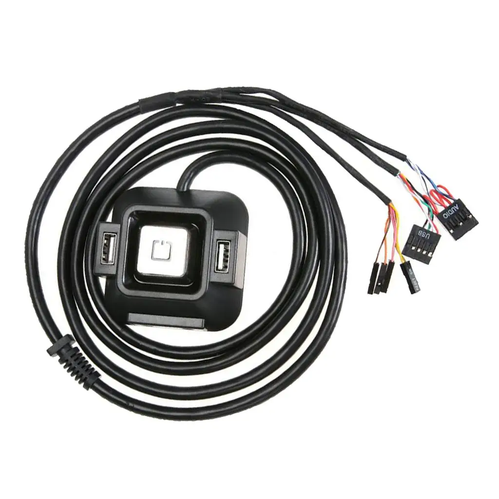 Computer Desktop Power Switch Dual USB Ports Hub Audio Microphone Interface for Business and Gaming
