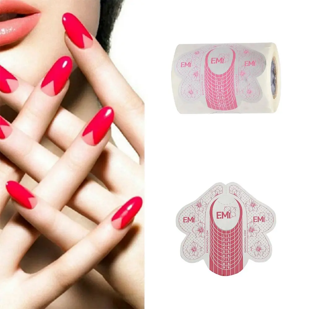 100 قطعة/لفة المهنية الموسعة الأشعة فوق البنفسجية هلام أشكال منشئ دليل ملصق DIY بها بنفسك مانيكير الأظافر وهمية مسمار ملصقات الأظافر ورقة صينية