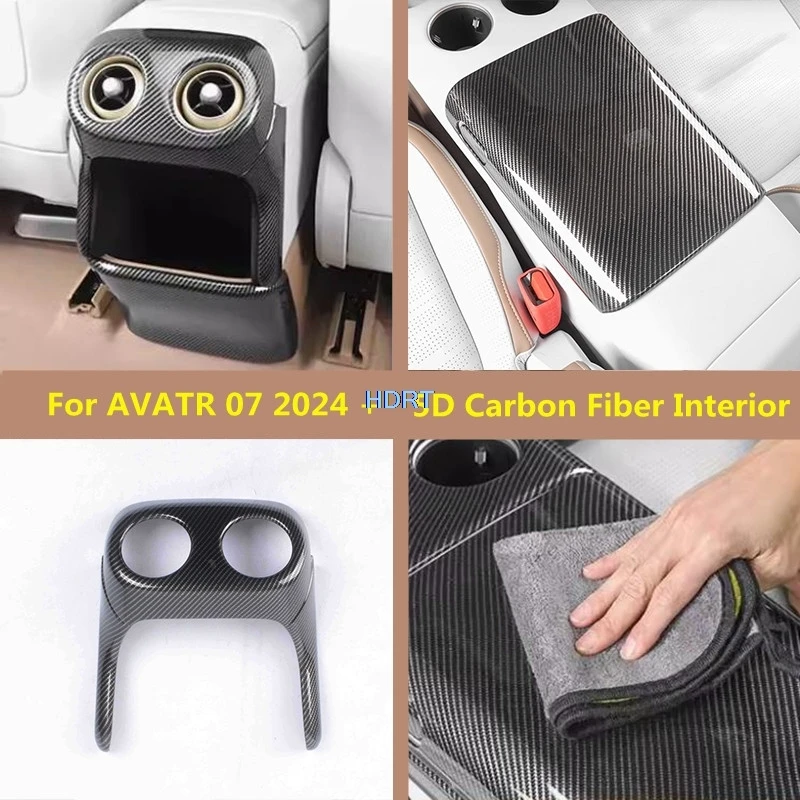 

Car Styling 5D Carbon Fiber Interior Gear Shift Window Control Panel Rear Water Cup Air Vent Outlet Cover For AVATR 07 2024 +