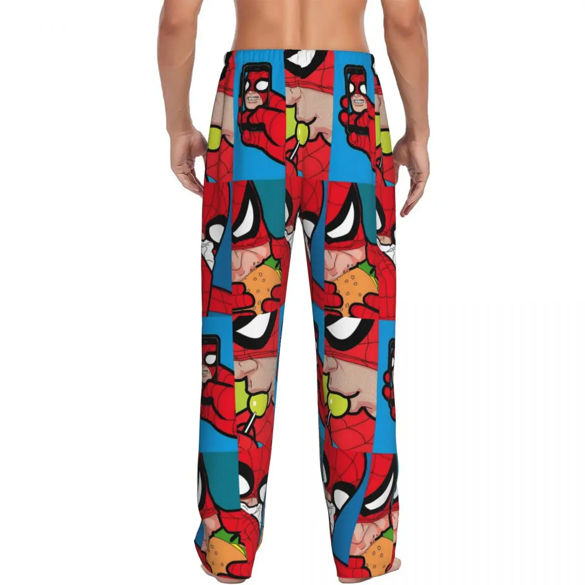 Custom Spider Man Pajama Pants Men's Comics Sleepwear Lounge Sleep Bottoms Stretch with Pockets