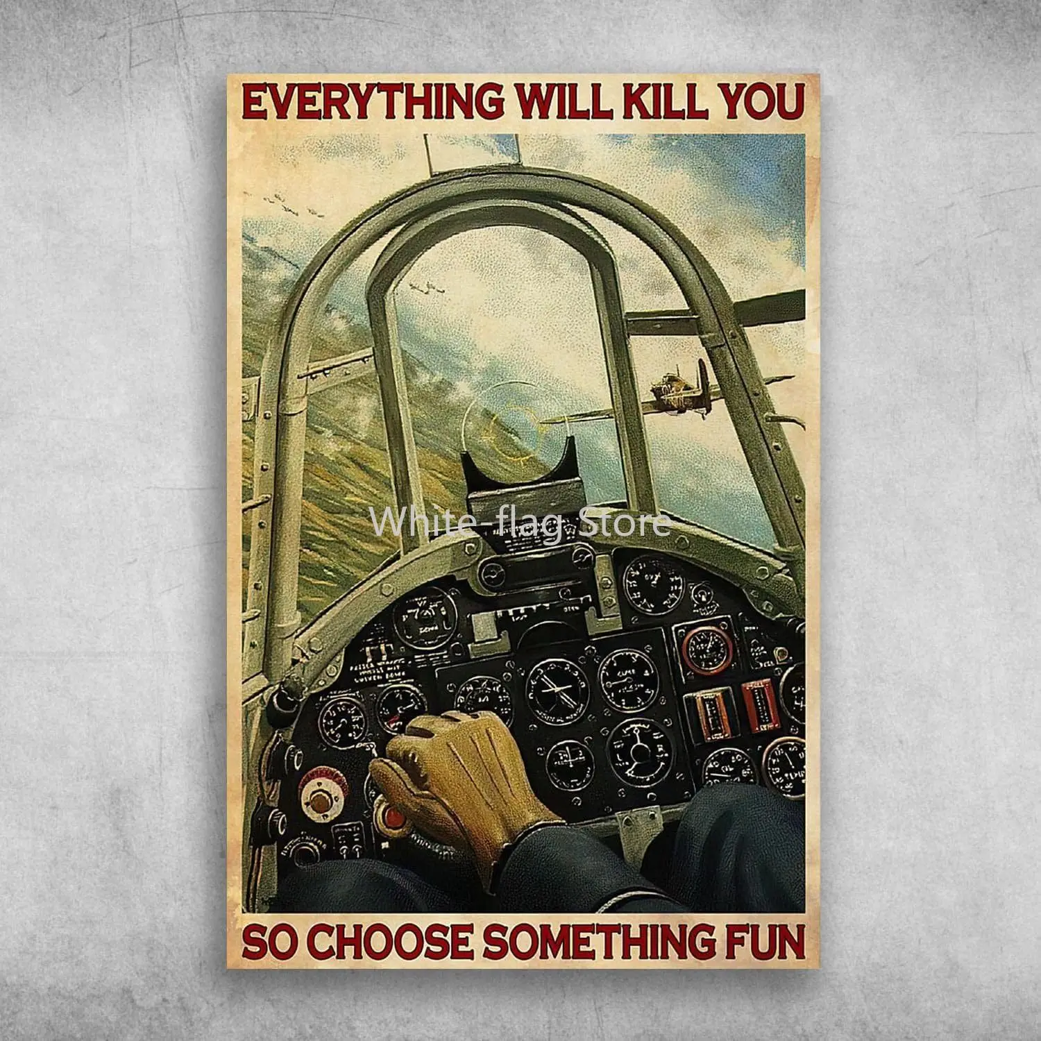 

The Pilot Controls The Plane Everything Will Kill You So Choose Something Fun Retro Metal Tin Sign Vintage Aluminum Sign