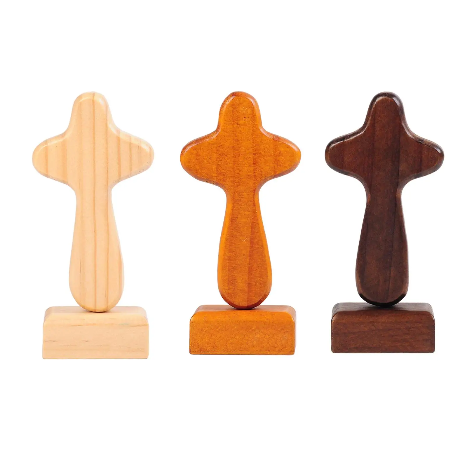 Prayer Cross Statue Collection Portable Gift Decoration Wood Figurine Sculpture