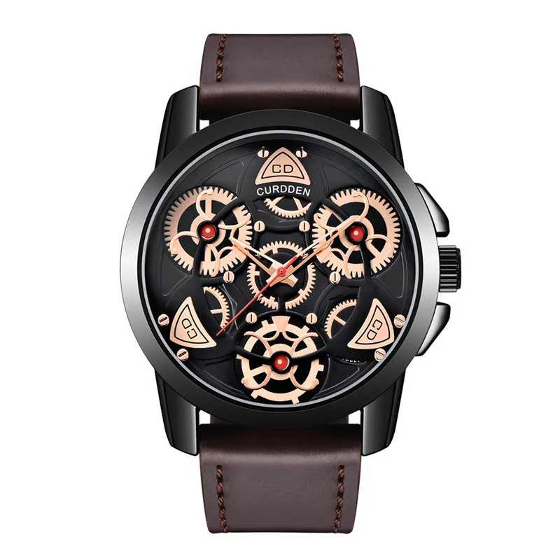 

Unique CURDDEN Brand Watches For Men Students Fashion Casual Leather Band Cool Sports Quartz Watch Black Relogio Masculino 2025