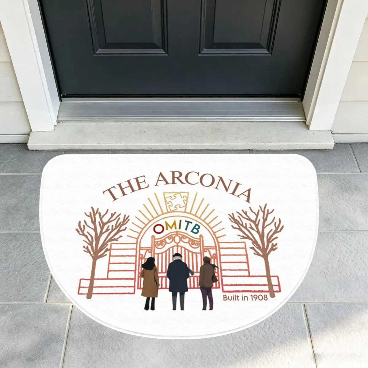 The Arconia Only Murders In The Building 1908 Soft Flannel Half Round Doormat Non Slip Bathroom Mat Absorbent Floor Carpet