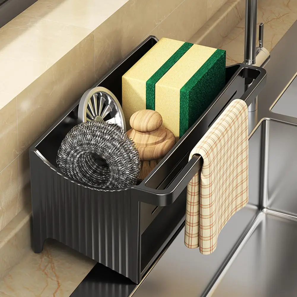 Open Structure Storage Box Sink Storage Solution Kitchen Sink Rack Sponge Holder with Capacity Corrosion for Organizing