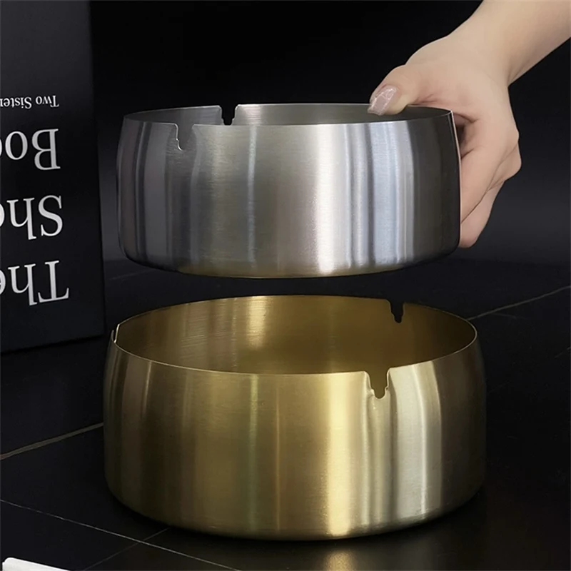 

Stainless steel ashtray Home living room Windproof large ashtray Hotel restaurant Internet cafe KTV custom logo advertisement