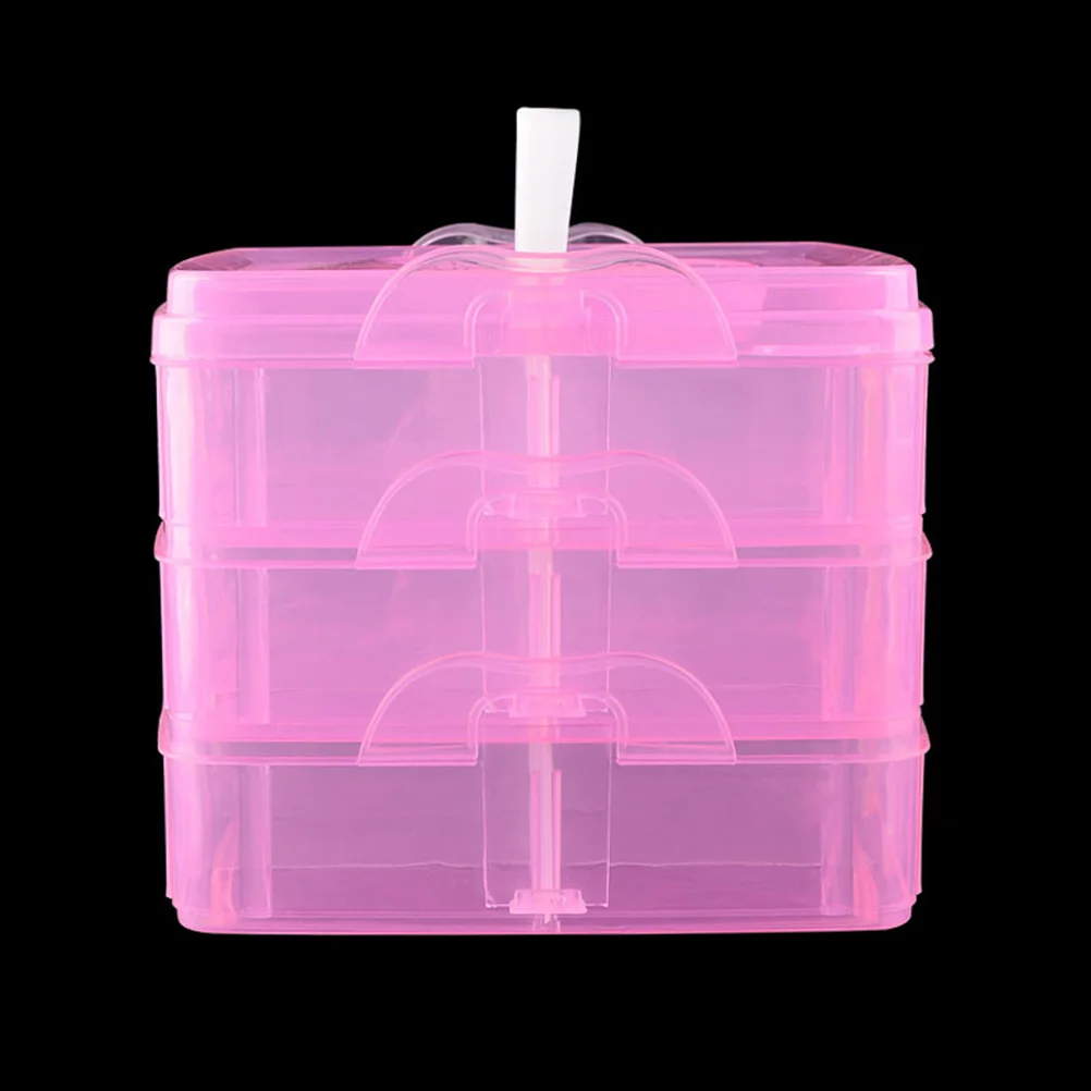 

Nail Decor Box Durable 3 Layers Storage Organizer for Manicure Accessories Jewelry Case Lightweight Handle Home Professional Use