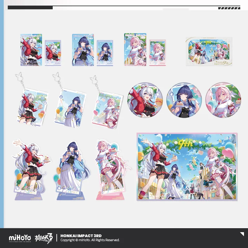 

Предпродажа Sunsyea Honkai Impact 3-й официальный товар miHoYo, оригинальный подлинный значок на 9-летие, акриловая подставка, брелок Elysia