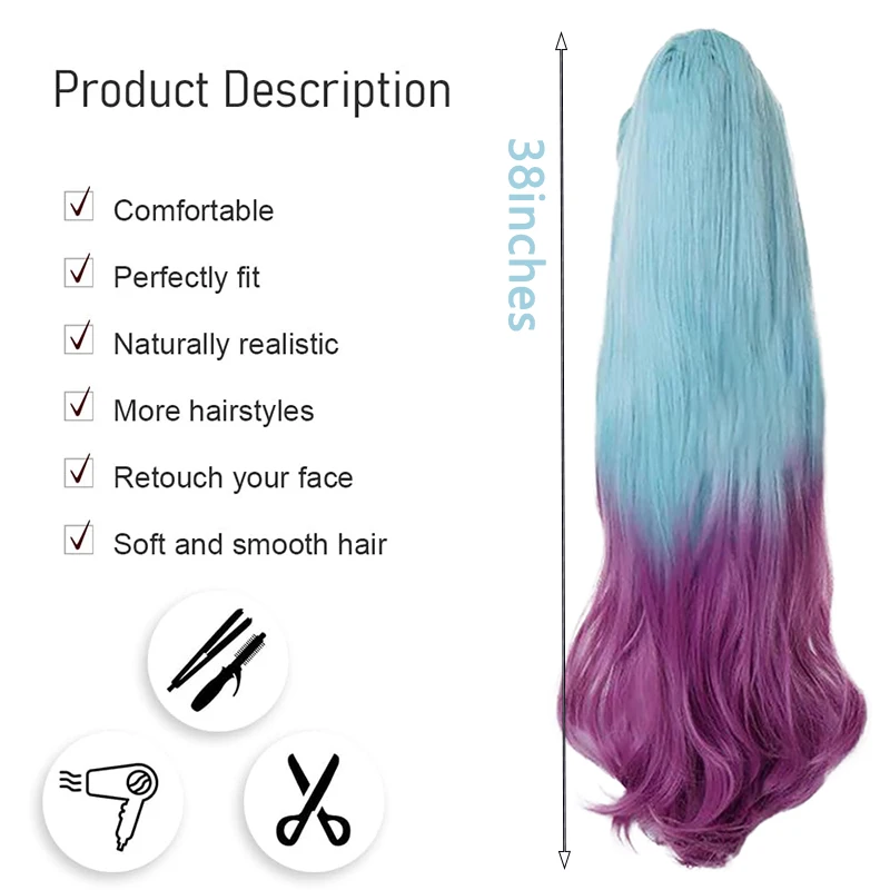 Lol Starlight Singer Seraphine Cosplay Synthetic Hair Blue-Purple Gradient Suitable for Women's Role Play Heat-Resistant Wig