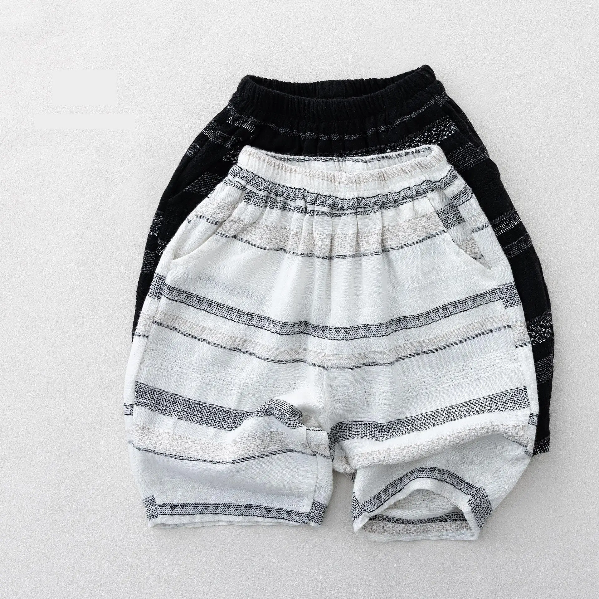 

2026 Summer New Children Loose Casual Shorts Boys Simple Striped Shorts Toddler Girls Thin Breathable Linen Shorts Kids Clothes