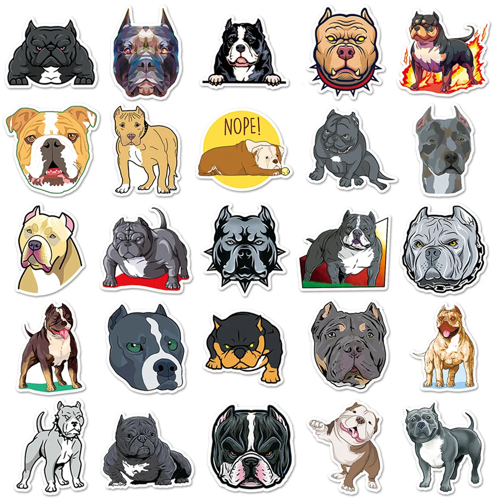 50pcs American Bully Pitbull Stickers Pack Suitcase Laptop Phone Cute Dog Sticker DIY Journaling Materials Journal Accessories