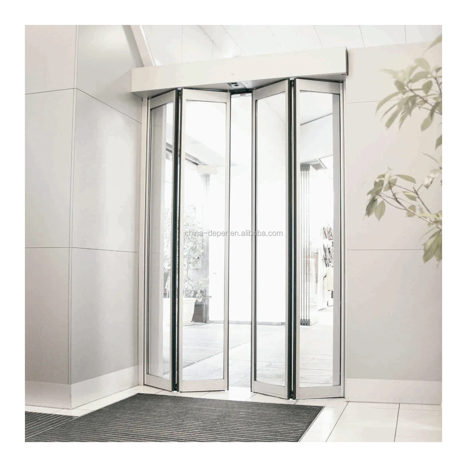 Customization Automatic Folding Door System Electric Tempered Glass Door Auto Close Aluminum Alloy Glass Bi-Folding Doors