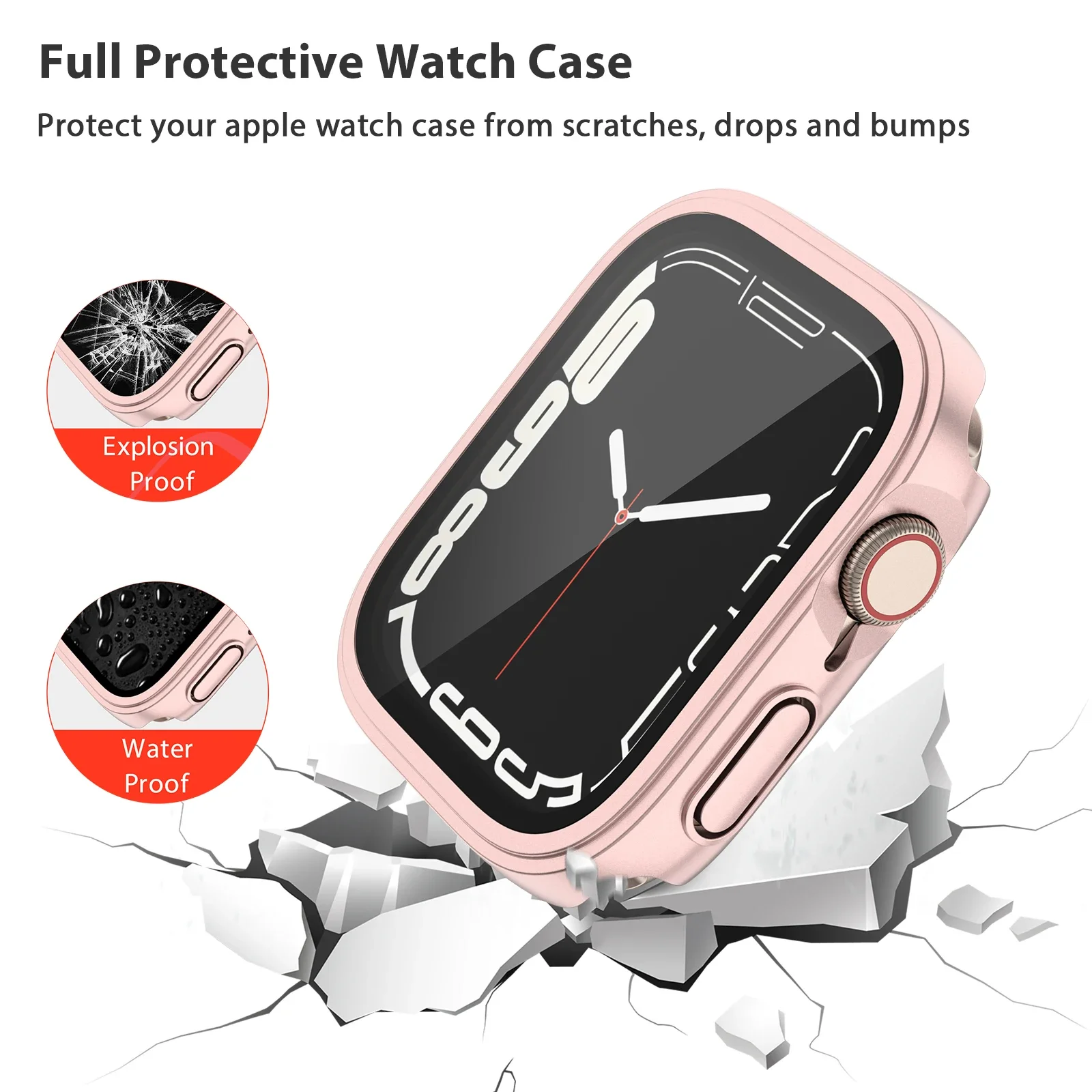 Tempered Glass Watch Case for Apple Watch Series 7 8 2 3 4 5 6 Cover Screen Protective Film for iWatch 40mm 41mm 44mm 45mm Shell