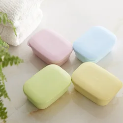 Plastic soap box, double-layer draining soap box with lid, square travel portable creative soap Box bathroom