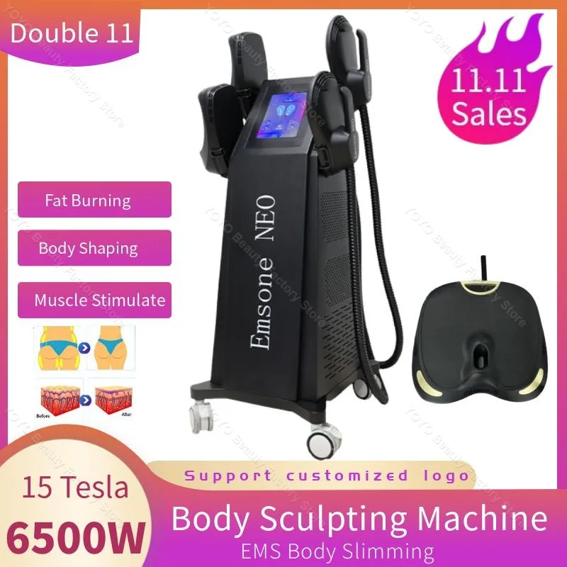 

New EMS Body Sculpting Emsone NEO Sculpt 15 Tesla 6500W Hiemt RF 200HZ Muscle Stimulate Slimming Machine Electromagnetic