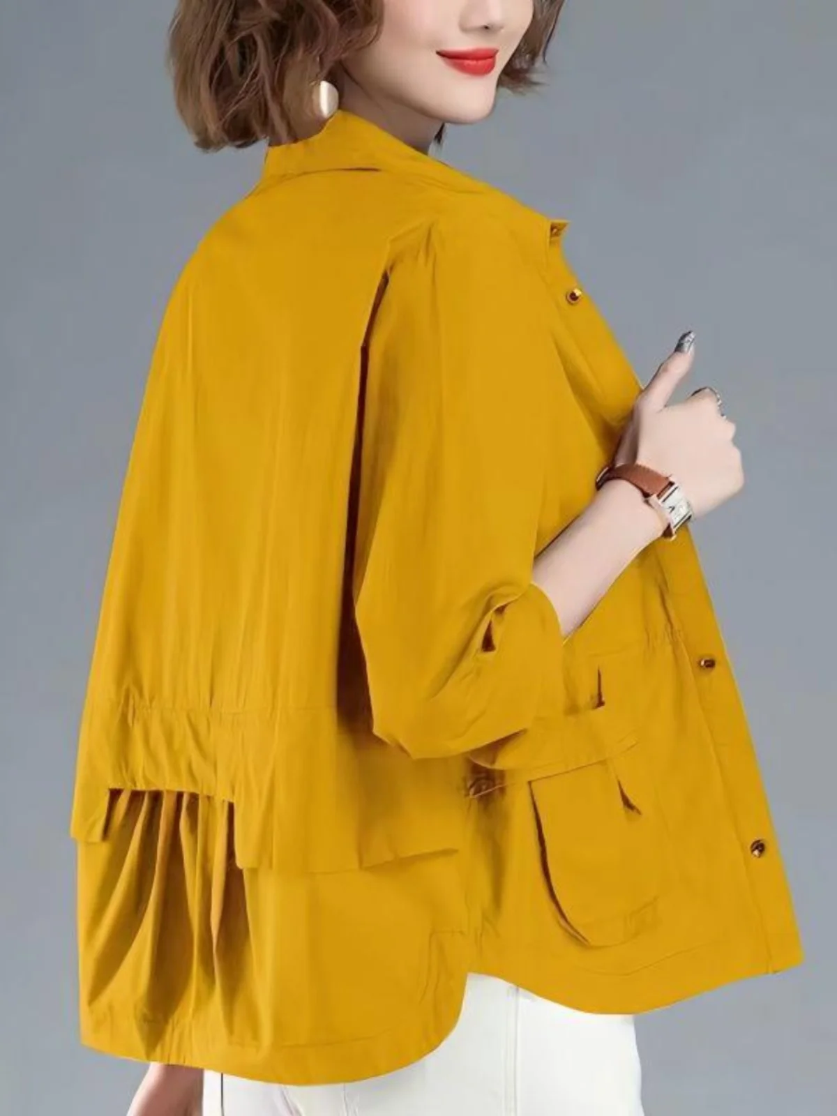 

Slim Short Open Cardigan Women's Fashion Casual Thin Jacket Spring Autumn Mom's Style Shirt Windbreaker Coat Top