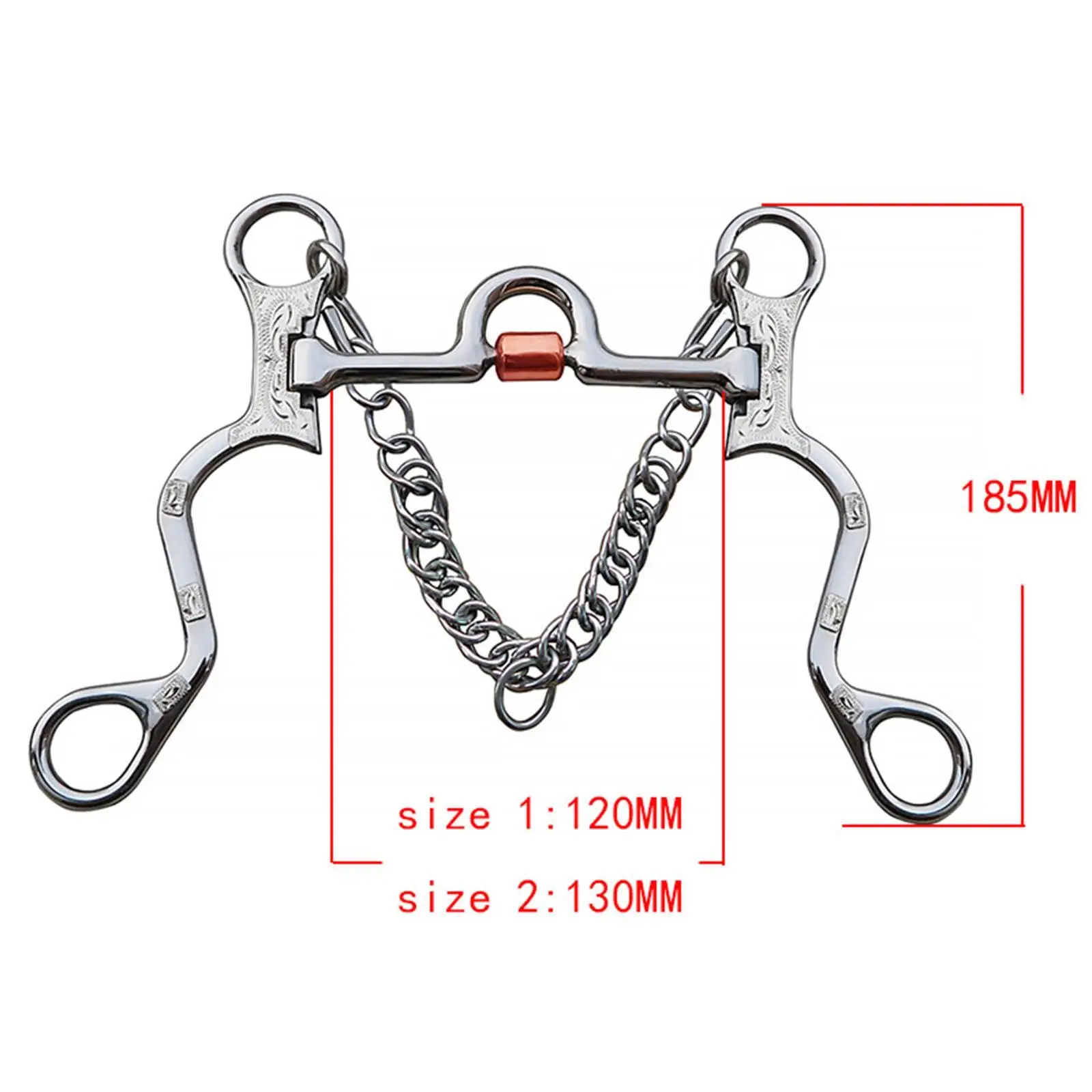 Stainless Steel Horse Bit Copper Mouth for Horse Training Mouth Length Silver Mouth Length 120mm